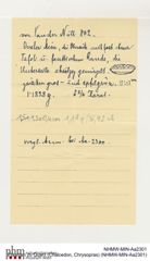 Etiketten zu Quarz (Chalcedon, Chrysopras) (NHMW-MIN-Aa2301)